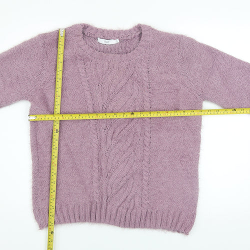 Isle Women’s Purple Cable-Knit Crew Neck Jumper Size M 14-16