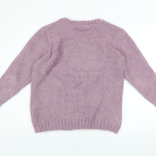 Isle Women’s Purple Cable-Knit Crew Neck Jumper Size M 14-16