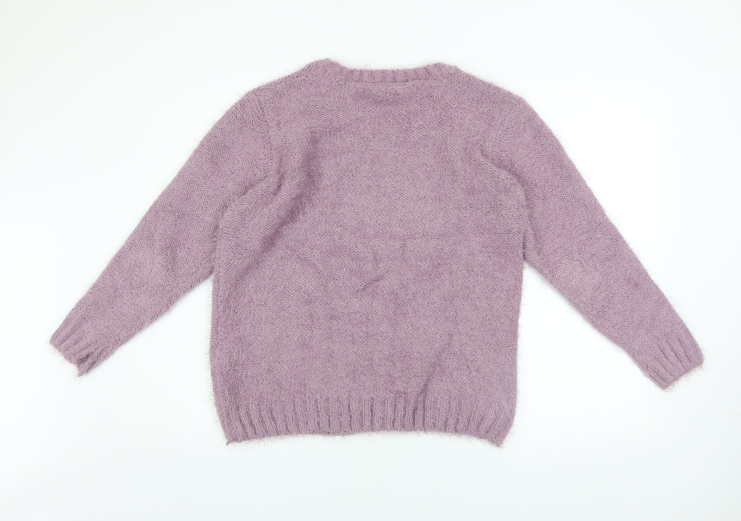 Isle Women’s Purple Cable-Knit Crew Neck Jumper Size M 14-16