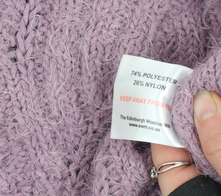 Isle Women’s Purple Cable-Knit Crew Neck Jumper Size M 14-16