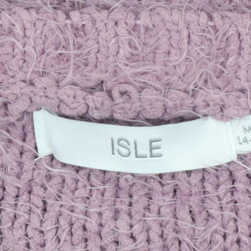 Isle Women’s Purple Cable-Knit Crew Neck Jumper Size M 14-16