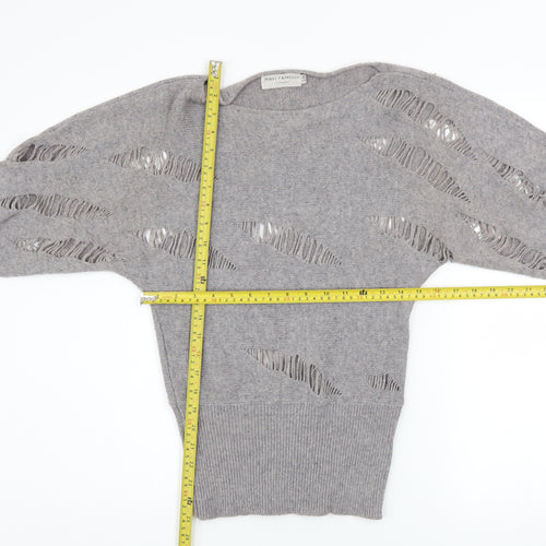 Ravi Famous Women’s Grey Wool Blend Distressed Balloon Sleeve Jumper S