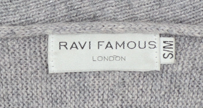 Ravi Famous Women’s Grey Wool Blend Distressed Balloon Sleeve Jumper S