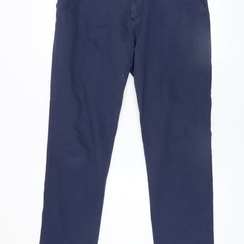 LCDN Men’s Blue Chino Trousers Size 34 Regular Fit Belted Cotton Blend