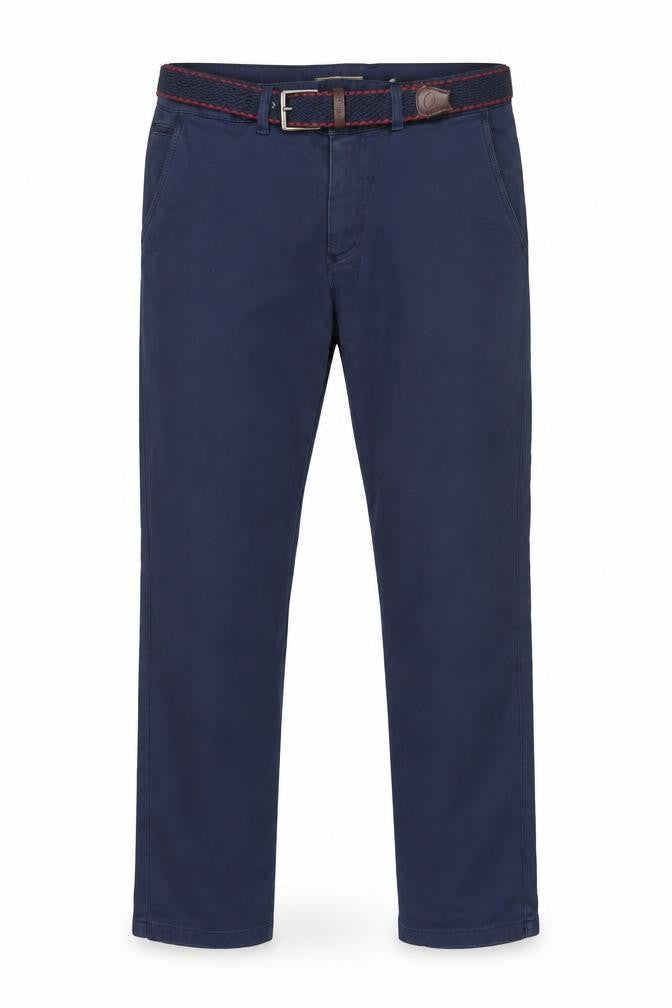 LCDN Men’s Blue Chino Trousers Size 34 Regular Fit Belted Cotton Blend