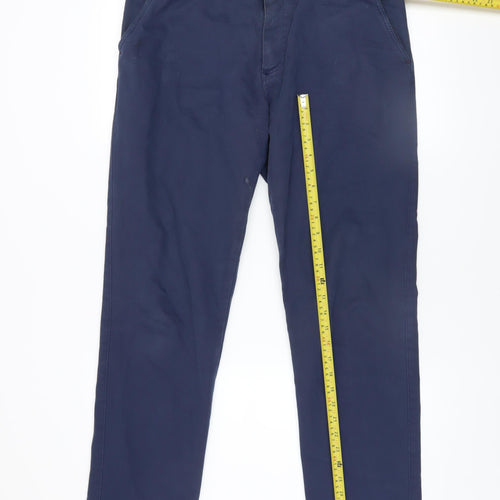 LCDN Men’s Blue Chino Trousers Size 34 Regular Fit Belted Cotton Blend