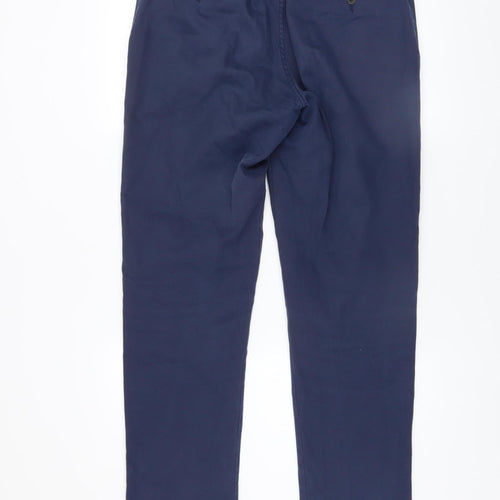 LCDN Men’s Blue Chino Trousers Size 34 Regular Fit Belted Cotton Blend