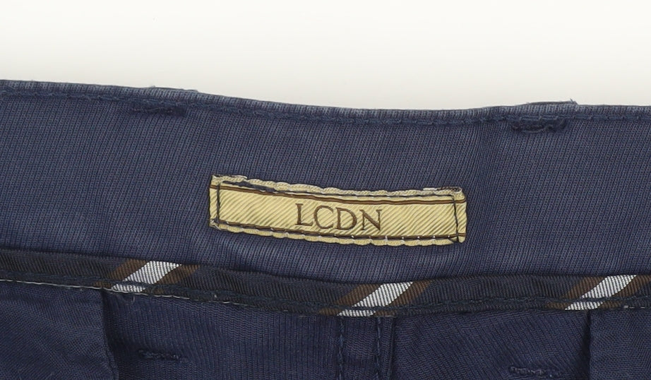 LCDN Men’s Blue Chino Trousers Size 34 Regular Fit Belted Cotton Blend