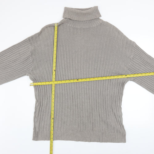 Urban Outfitters Men’s Grey Roll Neck Chunky-Knit Jumper Size L