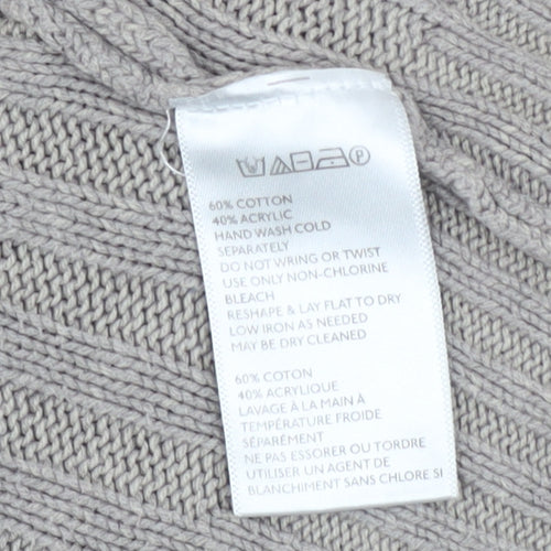 Urban Outfitters Men’s Grey Roll Neck Chunky-Knit Jumper Size L