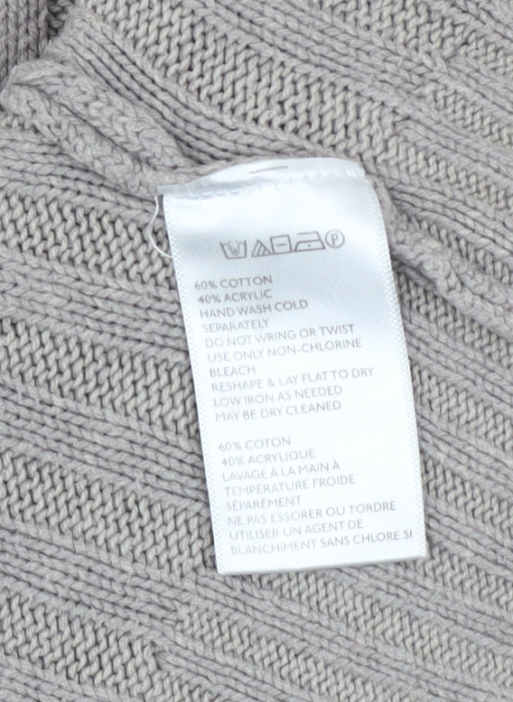 Urban Outfitters Men’s Grey Roll Neck Chunky-Knit Jumper Size L