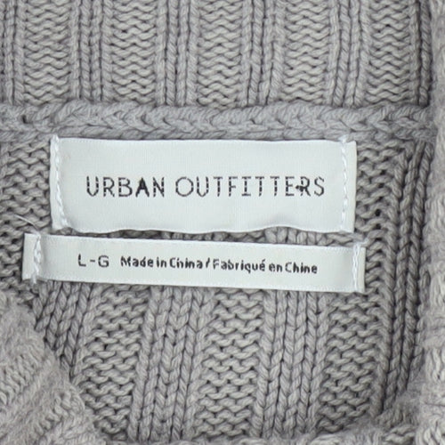 Urban Outfitters Men’s Grey Roll Neck Chunky-Knit Jumper Size L