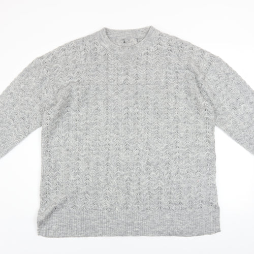 New Look Women’s Grey Open-Knit Crew Neck Jumper XL