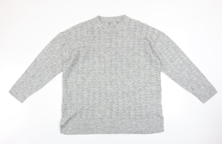 New Look Women’s Grey Open-Knit Crew Neck Jumper XL