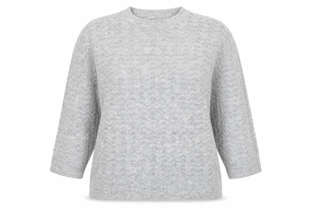 New Look Women’s Grey Open-Knit Crew Neck Jumper XL