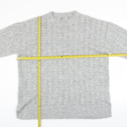 New Look Women’s Grey Open-Knit Crew Neck Jumper XL