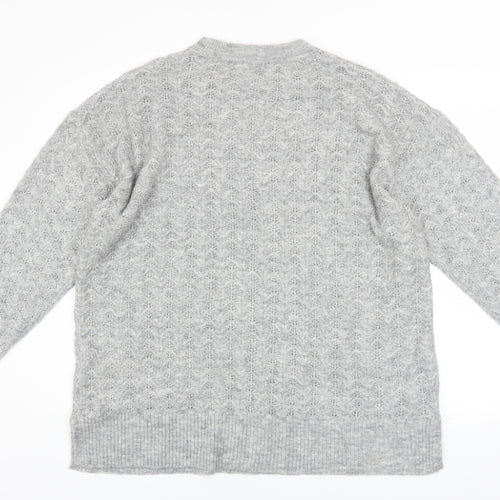 New Look Women’s Grey Open-Knit Crew Neck Jumper XL