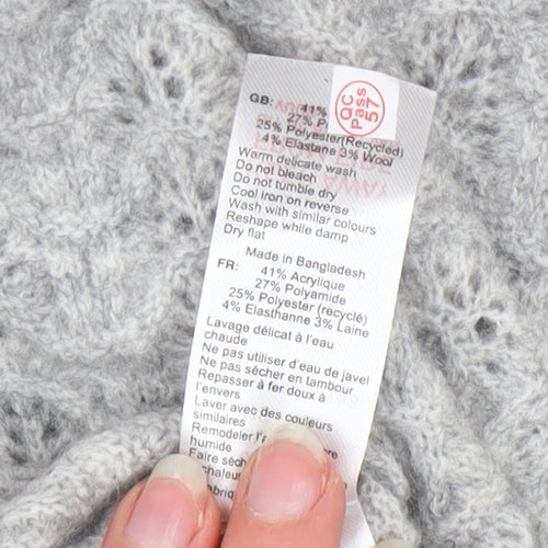 New Look Women’s Grey Open-Knit Crew Neck Jumper XL