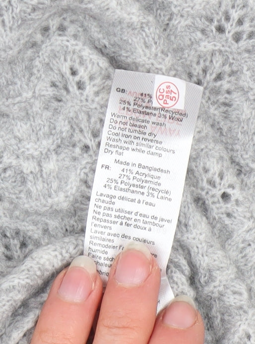 New Look Women’s Grey Open-Knit Crew Neck Jumper XL