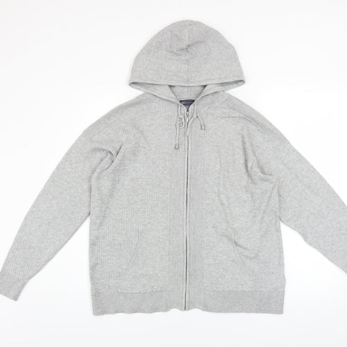 Marks and Spencer Womens Grey Full Zip Hoodie Medium Viscose Blend