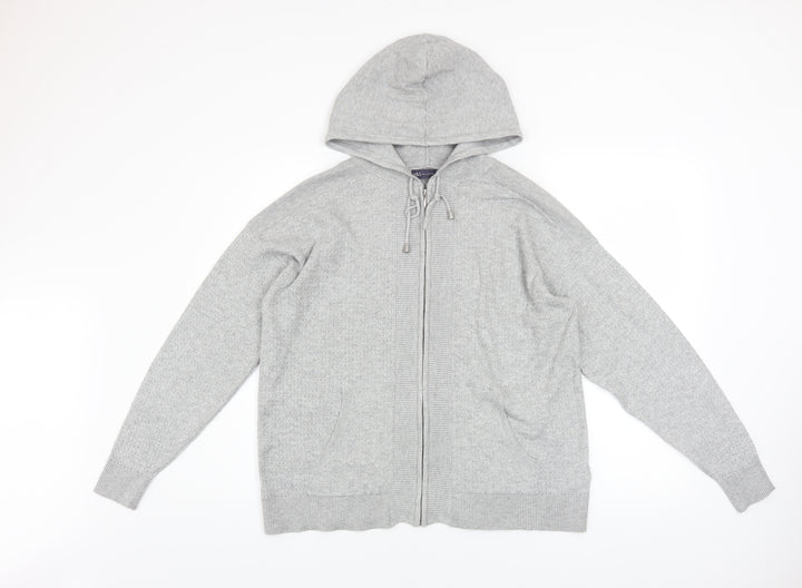 Marks and Spencer Womens Grey Full Zip Hoodie Medium Viscose Blend