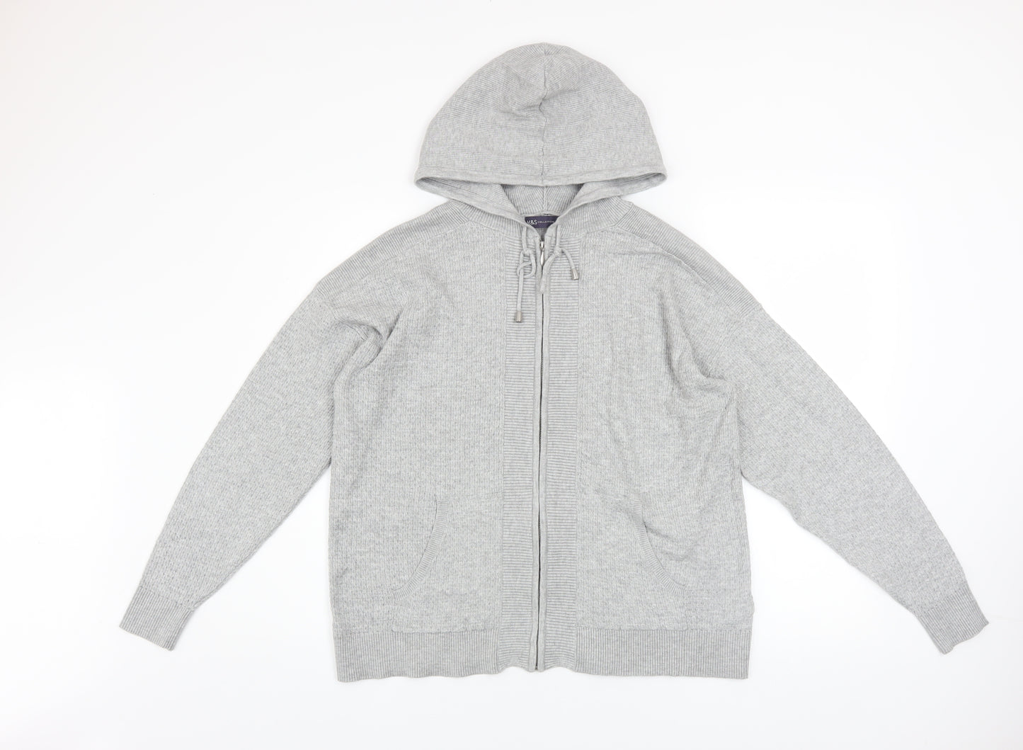 Marks and Spencer Womens Grey Full Zip Hoodie Medium Viscose Blend