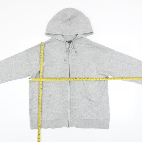 Marks and Spencer Womens Grey Full Zip Hoodie Medium Viscose Blend