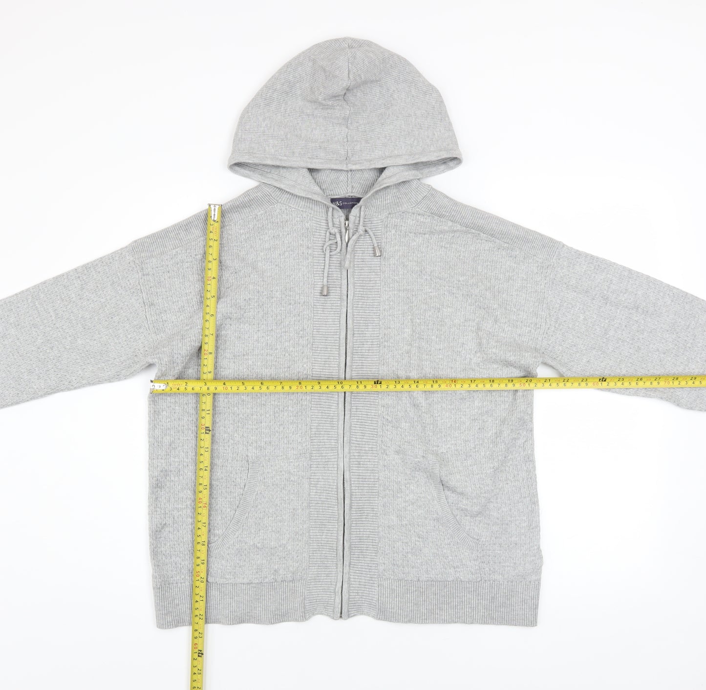 Marks and Spencer Womens Grey Full Zip Hoodie Medium Viscose Blend