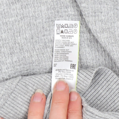 Marks and Spencer Womens Grey Full Zip Hoodie Medium Viscose Blend