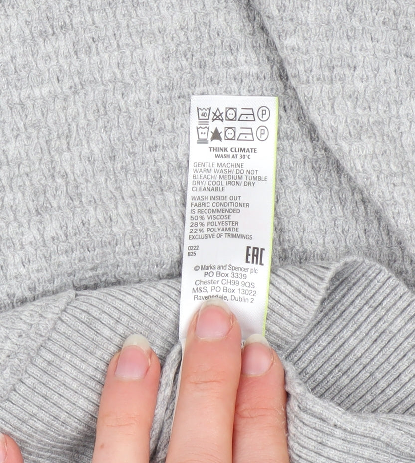 Marks and Spencer Womens Grey Full Zip Hoodie Medium Viscose Blend