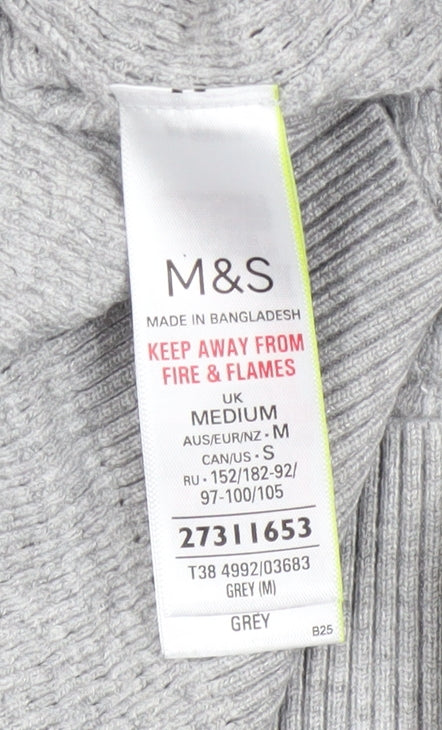 Marks and Spencer Womens Grey Full Zip Hoodie Medium Viscose Blend