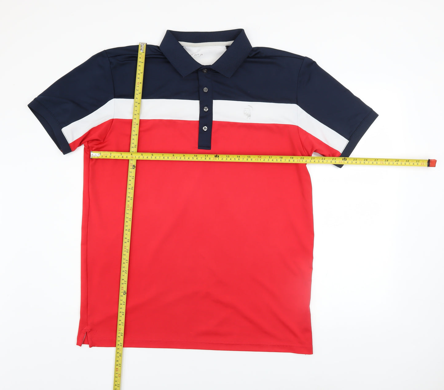 Padraig Dunnes Mens Red Blue Colourblock Polo Shirt Medium