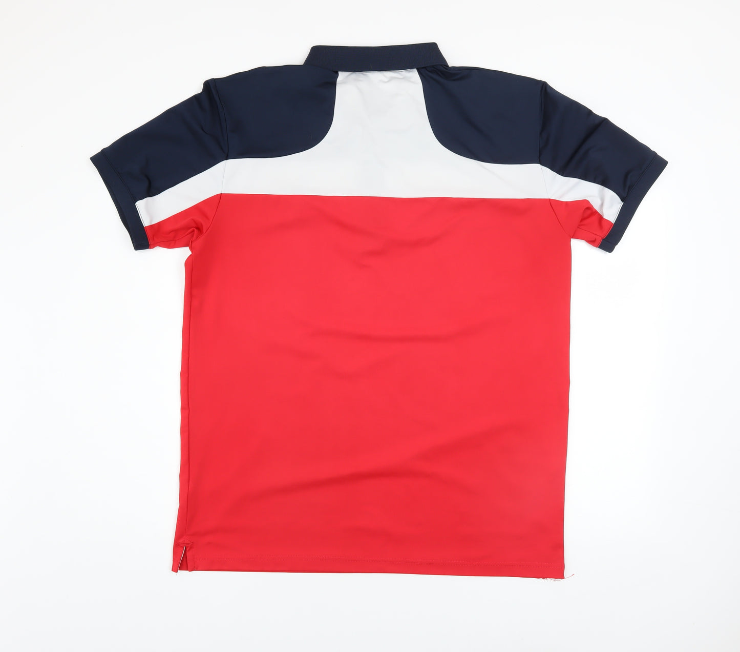 Padraig Dunnes Mens Red Blue Colourblock Polo Shirt Medium