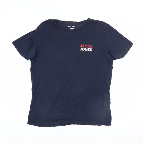 Jack & Jones Men's Blue Slim Fit Logo T-Shirt XL