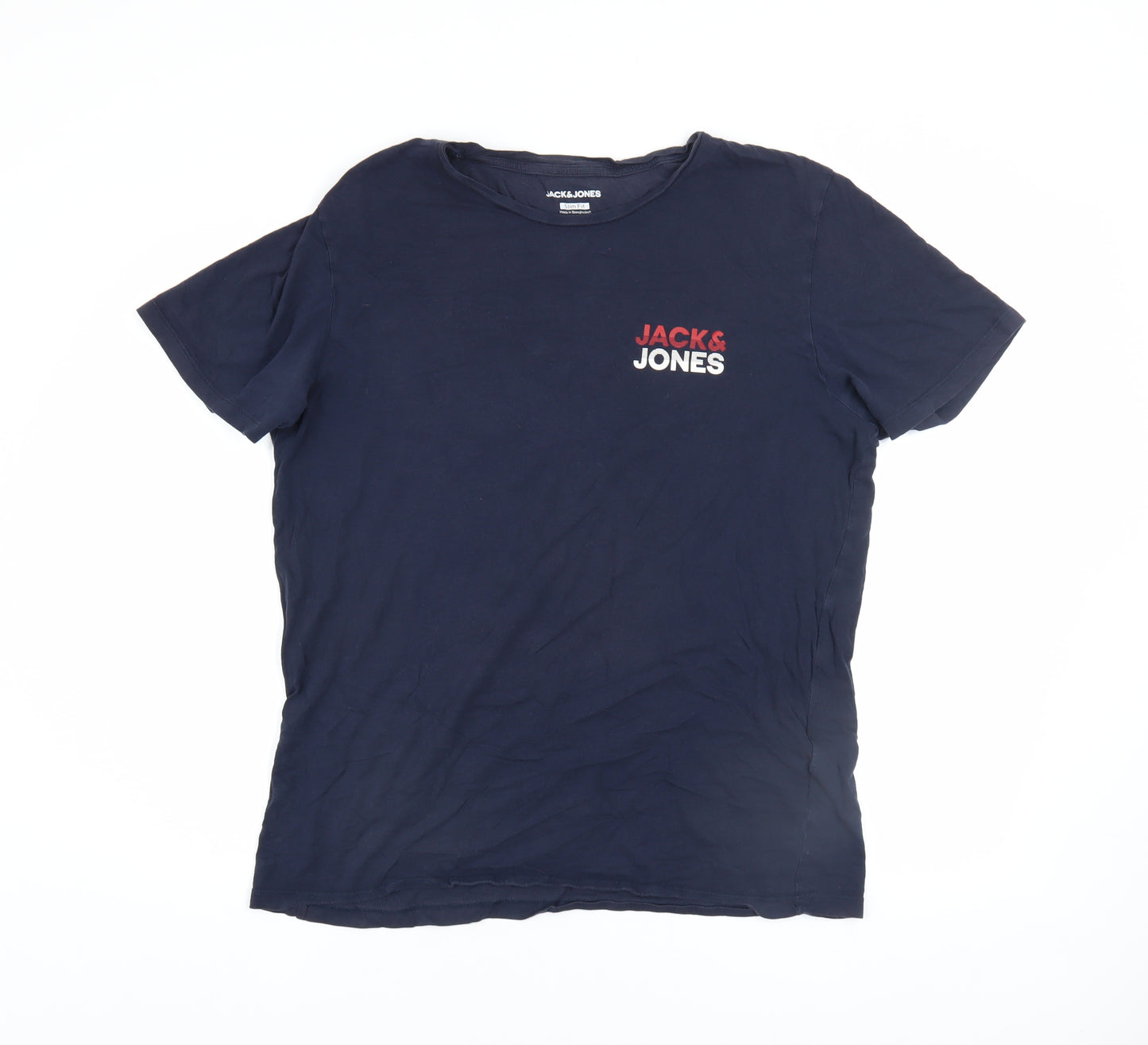 Jack & Jones Men's Blue Slim Fit Logo T-Shirt XL