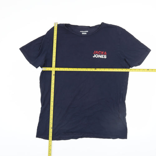 Jack & Jones Men's Blue Slim Fit Logo T-Shirt XL