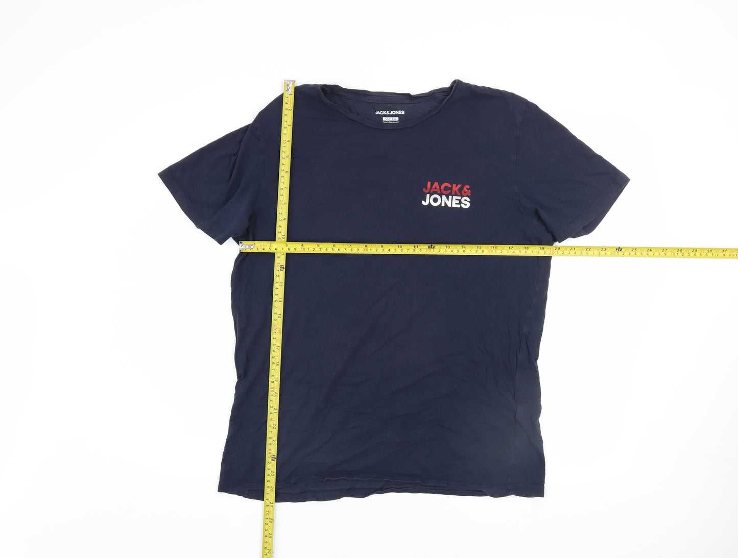 Jack & Jones Men's Blue Slim Fit Logo T-Shirt XL