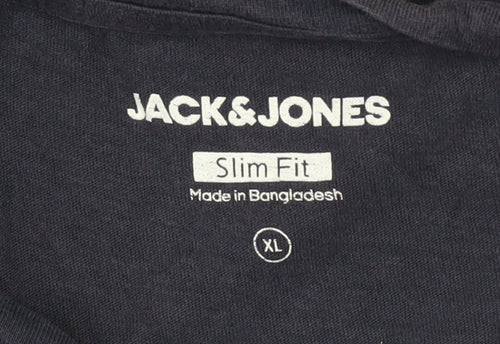 Jack & Jones Men's Blue Slim Fit Logo T-Shirt XL