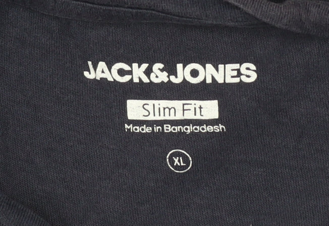Jack & Jones Men's Blue Slim Fit Logo T-Shirt XL