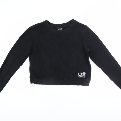 Gym+Coffee Womens Black XS Pullover Sweatshirt Cotton Blend Athleisure