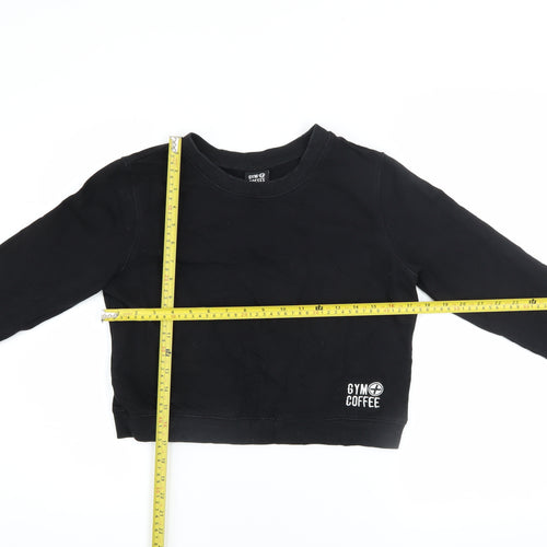 Gym+Coffee Womens Black XS Pullover Sweatshirt Cotton Blend Athleisure
