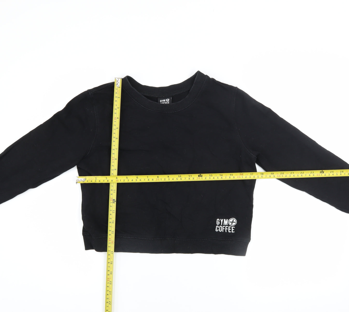 Gym+Coffee Womens Black XS Pullover Sweatshirt Cotton Blend Athleisure