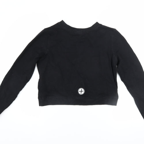 Gym+Coffee Womens Black XS Pullover Sweatshirt Cotton Blend Athleisure