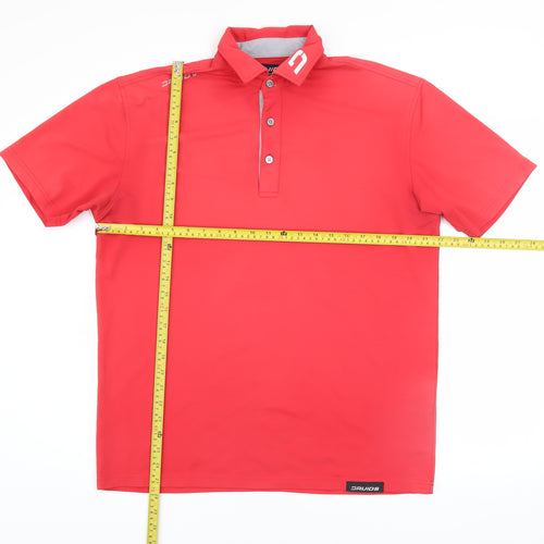 Druids Men's Red Polo Golf Shirt Size L Polyester Blend