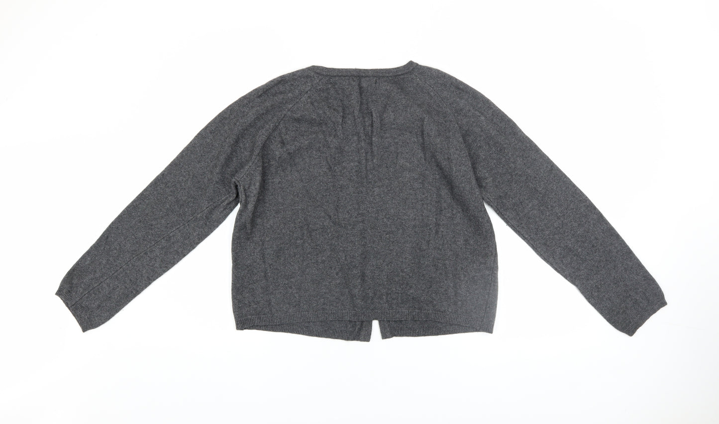 Bartolini Women's Grey Merino Wool Cashmere Blend Cardigan L
