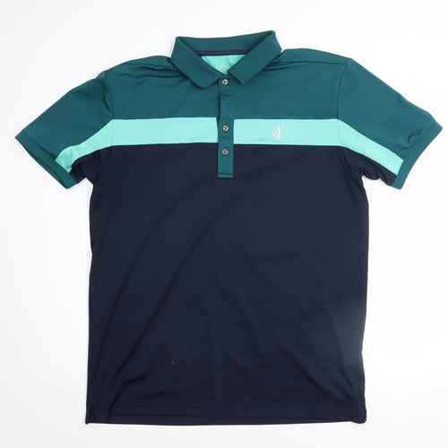 Pádraig Harrington Men's Blue Colourblock Polo Shirt Size M