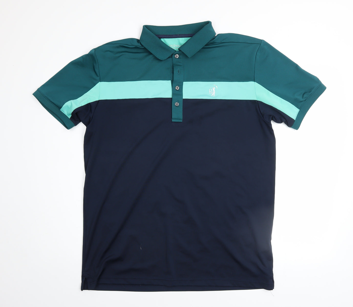 Pádraig Harrington Men's Blue Colourblock Polo Shirt Size M