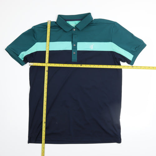 Pádraig Harrington Men's Blue Colourblock Polo Shirt Size M
