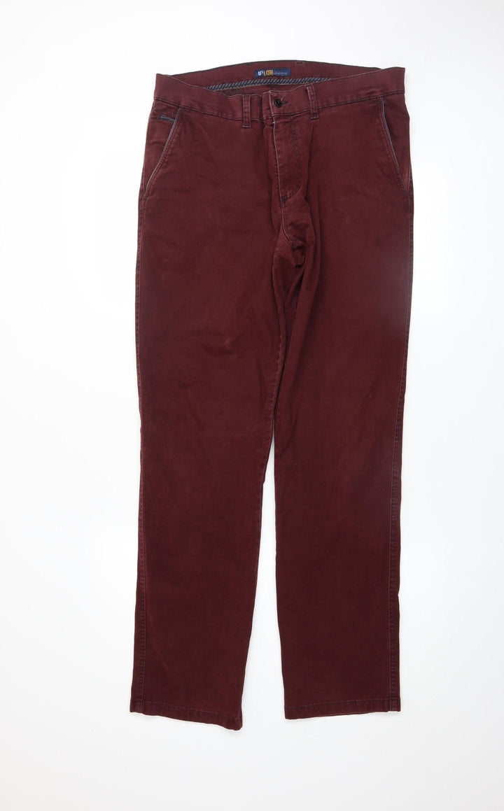 LODD Men’s Burgundy Chino Trousers Size 34 Regular Fit Cotton Blend