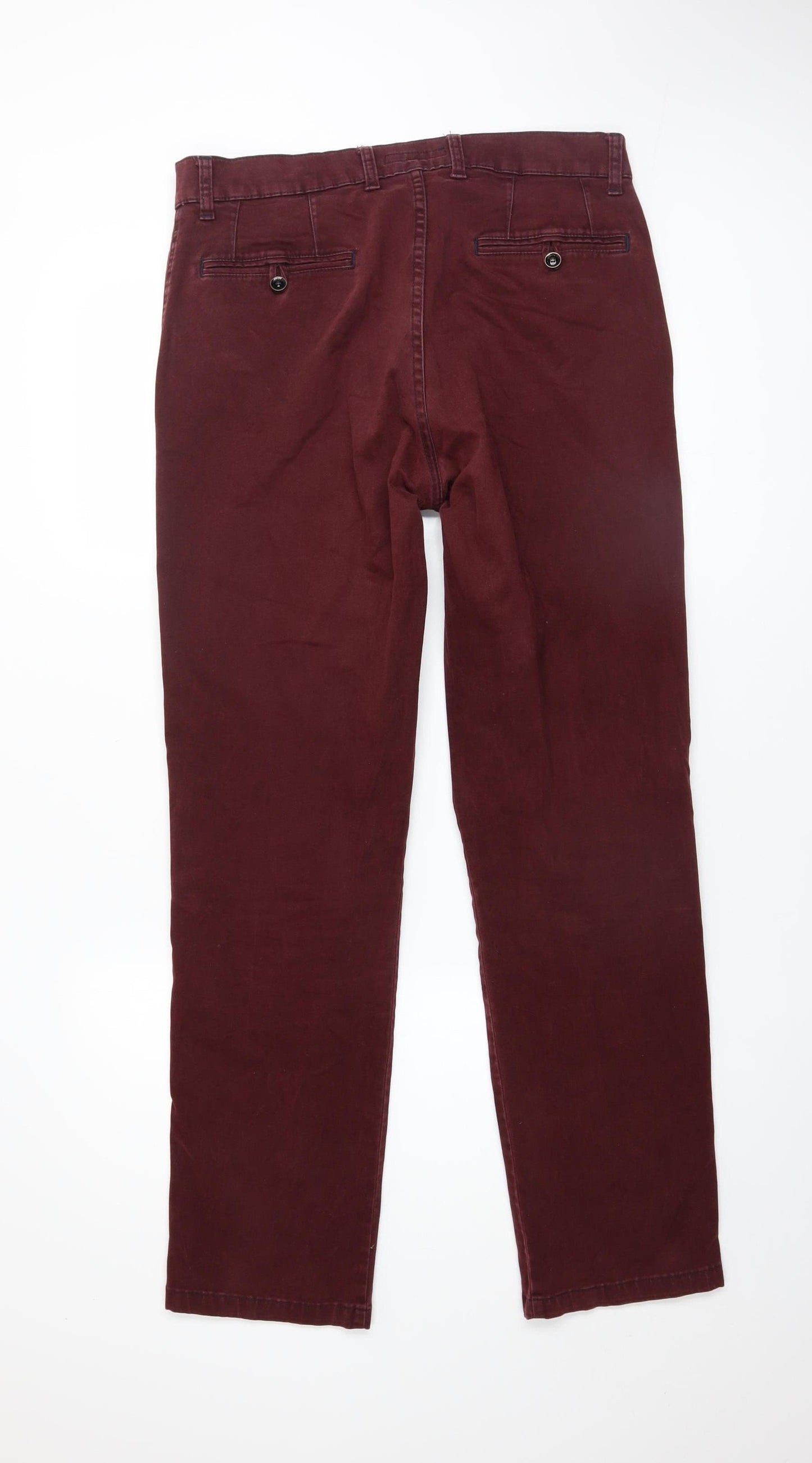 LODD Men’s Burgundy Chino Trousers Size 34 Regular Fit Cotton Blend